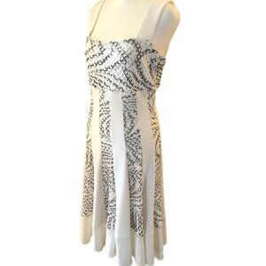 Frank Lyman White & Black Net/Mesh Sleeveless A-Line Lined Midi Dress Size 6 NWT